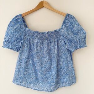 J.Crew Puff-sleeve Top in Liberty® Jacqueline's Blossom Organic Cotton, Size XL